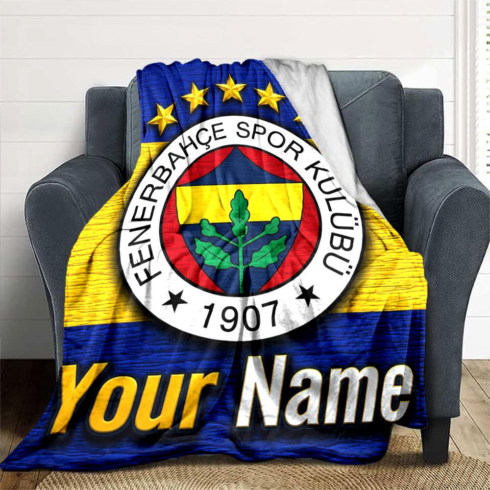 1pc Fenerbahçe Spor Kulübü Blanket with Custom Name, Gift, for Men and Women, Soft Blanket, Good for Sofa Bed Couch Travel, Lightweight Flannel Blanke