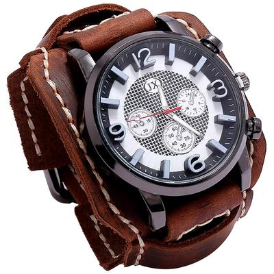 ZooooM Retro Analog-Uhr mit breitem Armband, Modeaccessoire, Freizeit-Uhr für Männer und Frauen (Braun) ZM-WATCH2-807-BR