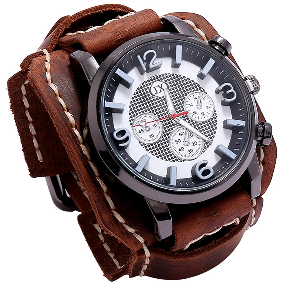 ZooooM Ретро Аналоговые Часы на Широком Ремешке, Модный Аксессуар, Повседневные Часы для Мужчин и Женщин (коричневый) ZM-WATCH2-807-BR