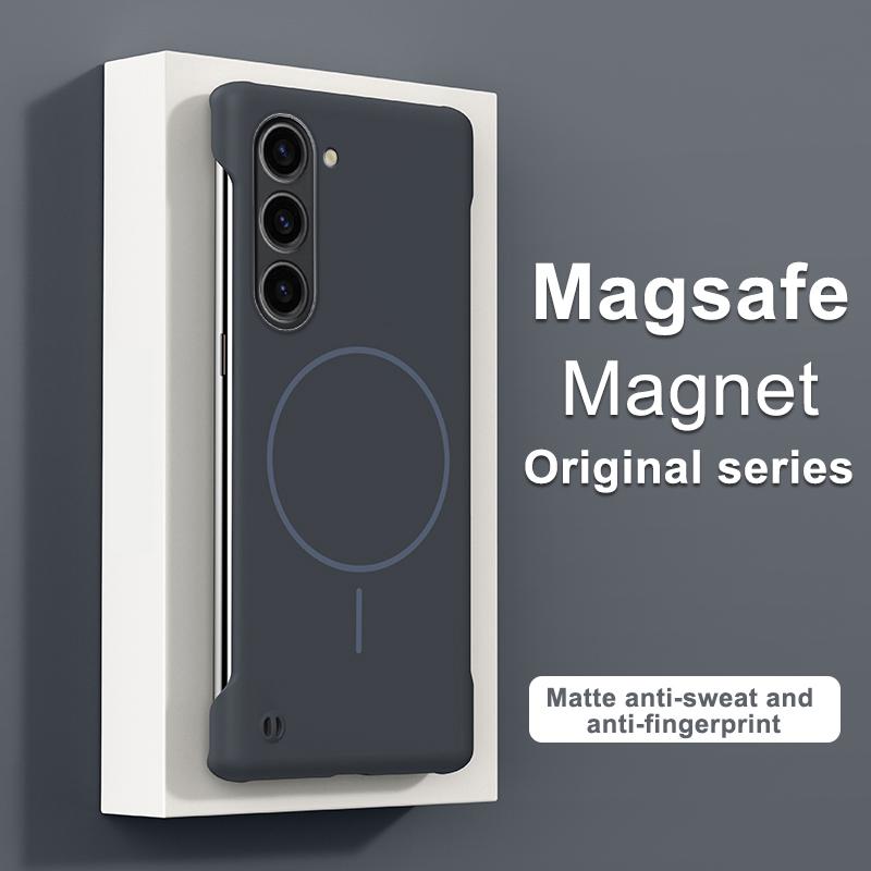 Frameless Wireless Charge Case For Samsung S25 Edge S24 FE S23 Ultra S22 Magnetic Shockproof Slim Hard PC Phone Cover