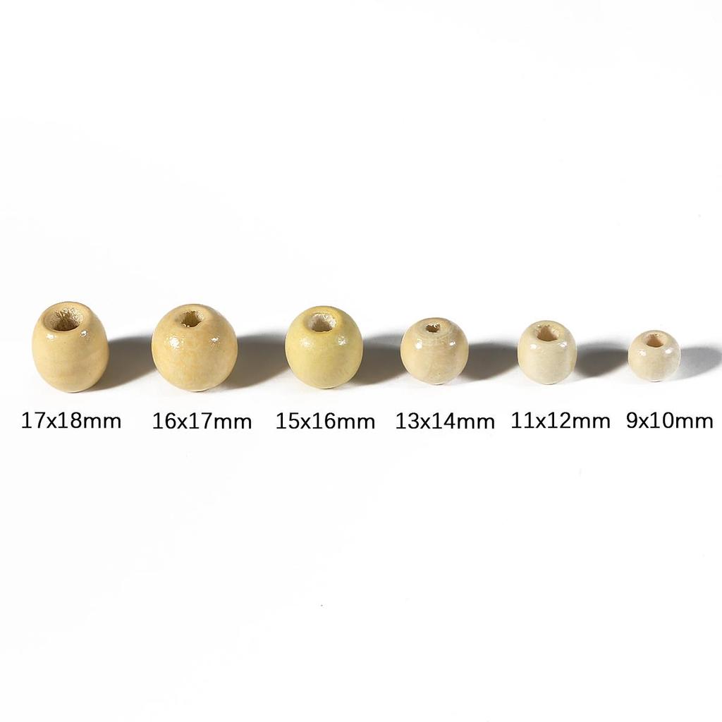 50 peças contas soltas de madeira redondas naturais cor de café buraco grande para acessórios de fabricação de joias diy