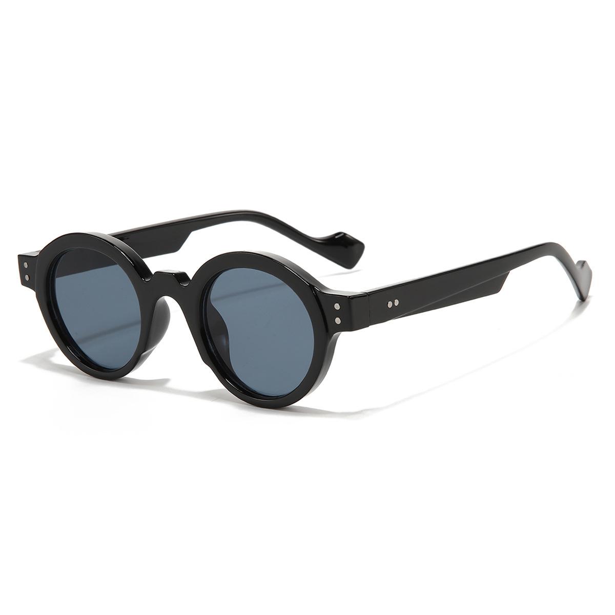 

Round Sun Glasses For Gents Punk Double Color Shades UV400 Vintage Rivets Decoration For Ladies Trending Sun Glasses Clear Lens Frame as picture