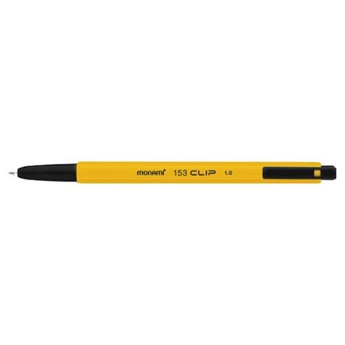 Monami 153 Clip Ballpoint Pen 1.0 mm Black Ink 12 Pack
