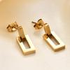 18K Gold Stainless Steel Rectangular Dangle Earrings - 7MM Women's Fashion Jewelry