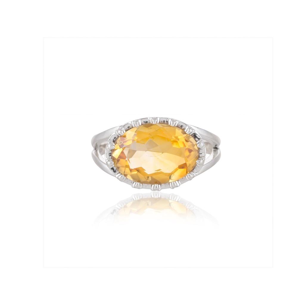 Citrine Gemstone Ring: 925 Sterling Silver Statement Ring