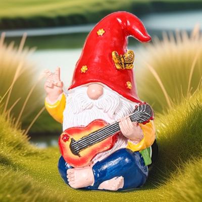 Whimsical Guitar Playing Gnome Statue Colorful Resin Garden Dwarf Outdoor Decor Yard Balcony Porch New Years Gift Idea
