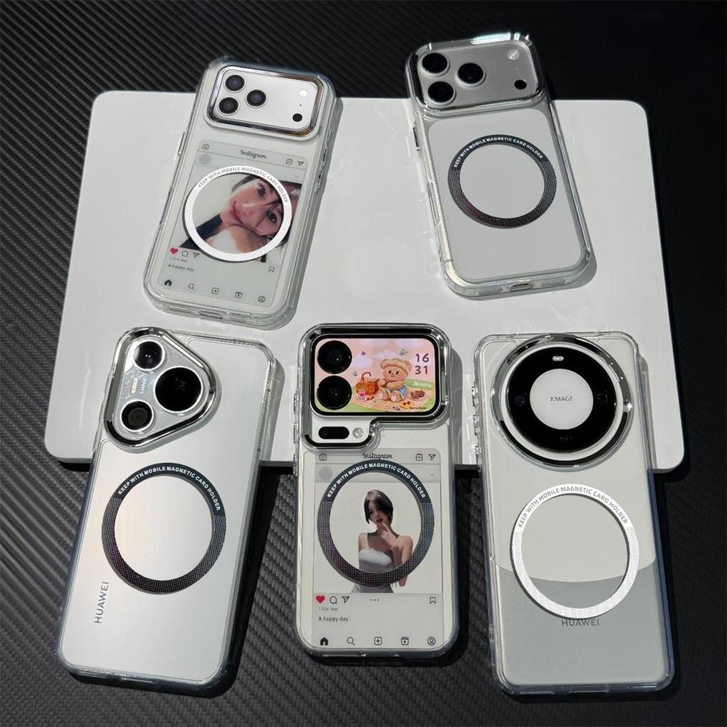 Magnetic Clear Phone Case for iPhone 18ProMax,18Pro,17 ProMax,17 Pro Card Insert DIY Photo Holder Soft TPU Cover