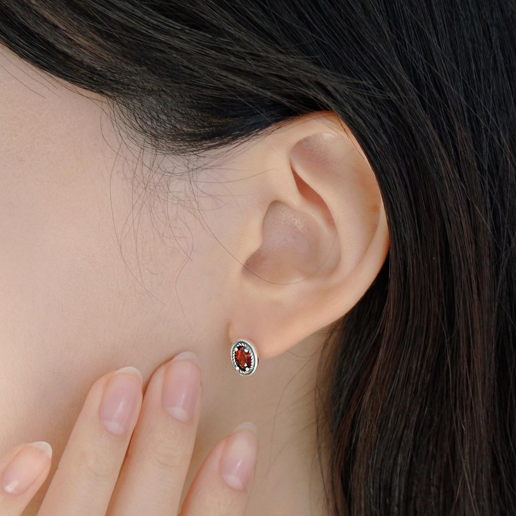 47Bag 925 Silver Natural Garnet Gemstone Earrings Riona