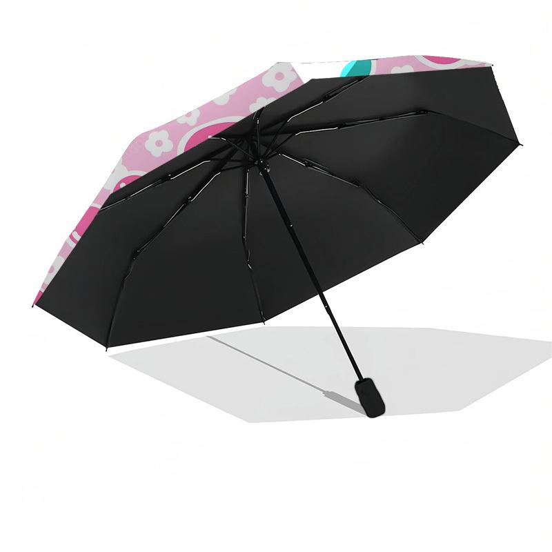 1pc Strawberry Cherry Floral Pattern Umbrella with Plastic Handle,Compact & Stylish,Cartoon Pattern,Outdoor UmbrellaPT352