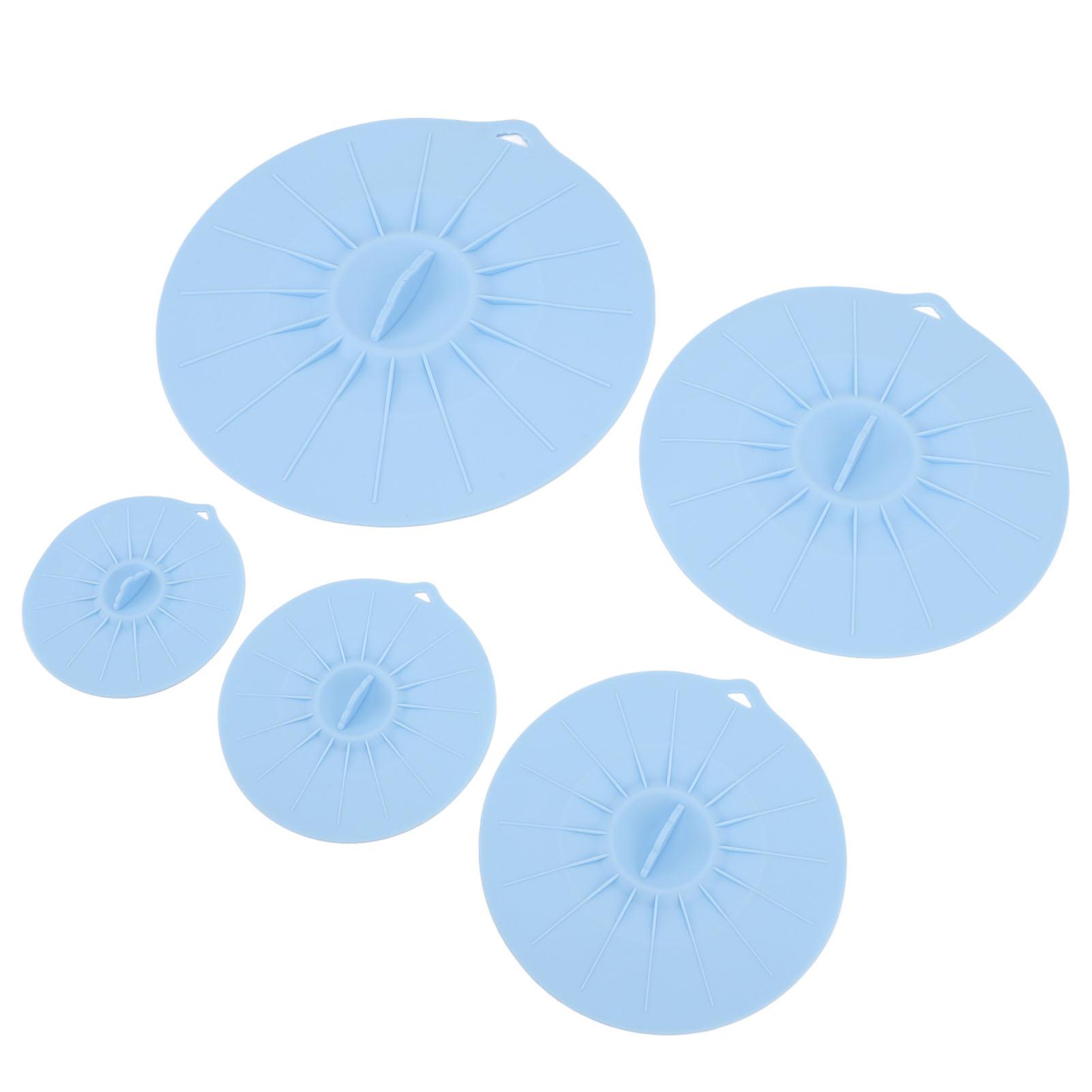 

Silicone Lid Set Heat Resistant Reusable Microwave Splatter Cover Food Suction Lid for Bowls Pots Pans 5pcs