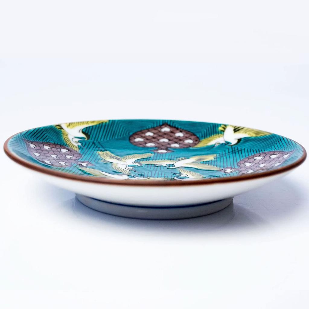 Waza no Kura Stylish Kutani ware small old Kutani blue ware with crane and karuta small serving branded Japanese - plates, masterpieces, plates,