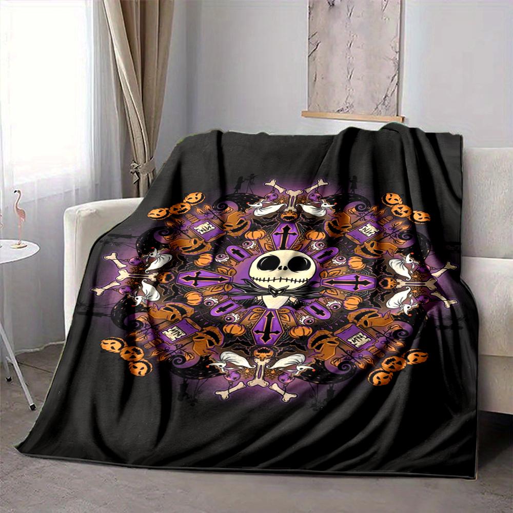 1Pc Halloween Jack Skellington Mandala Blanket Soft And Comfortable Casual Warm Camping Travel Christmas Halloween Xmas Gift M924517