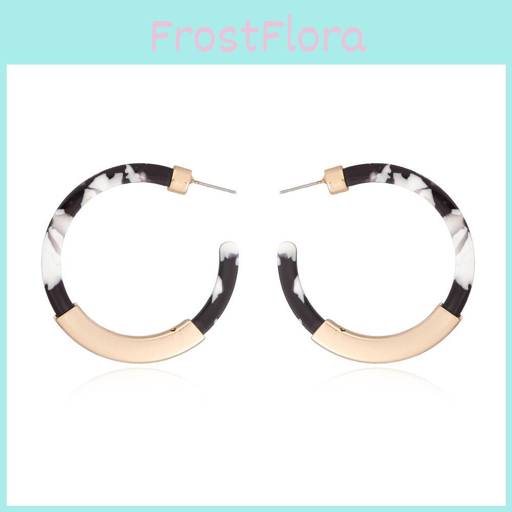 Modern Street Style C-shaped Earrings In Black And White Alloy With Creative Design