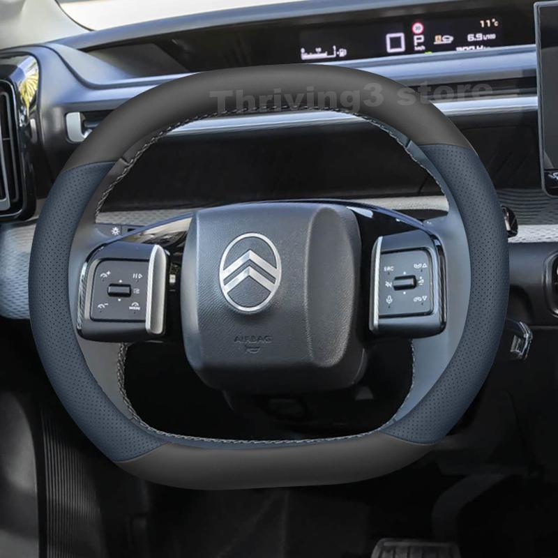 Leder Auto Lenkradabdeckung Für Citroen C3 Hybrid e C3 2023 2024 2025 Rutschfest Auto Innenraum Citroen e C3 Zubehör 2025