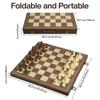 39.3Cm/15.47Inch Magnetic Wooden Chess Set With 2 Additional Queens, Folding Portable Travel Board, Suitable For Tournament