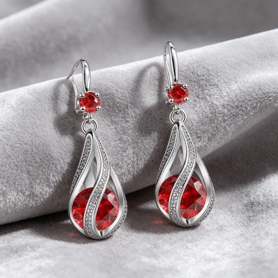 Yousheng 1 Pair Drop Earrings Cubic Zirconia Waterdrop Shape Long Earrings Lightweight Smooth Surface Hook Earrings Banquet Dance
