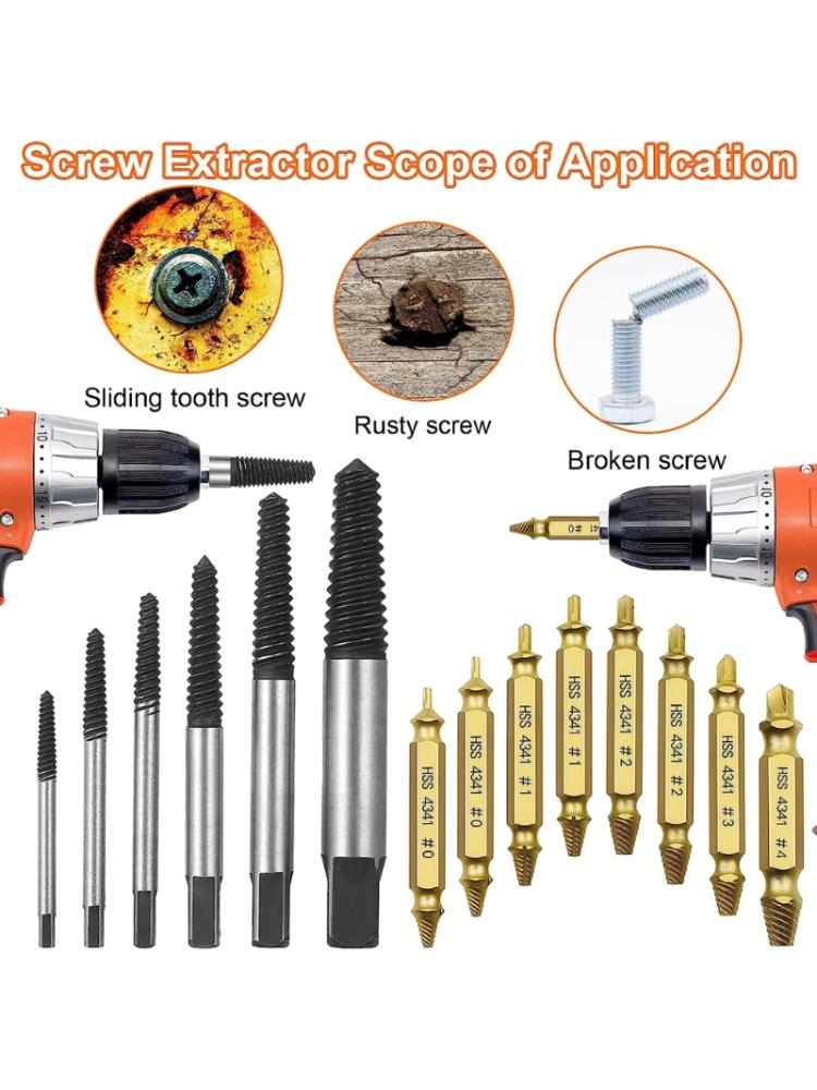 12PCS Damaged Screw Extractor Set, Material Stripped Screw Kit and 6 Damaged Bolt Water Pipe Remover Set for Thread