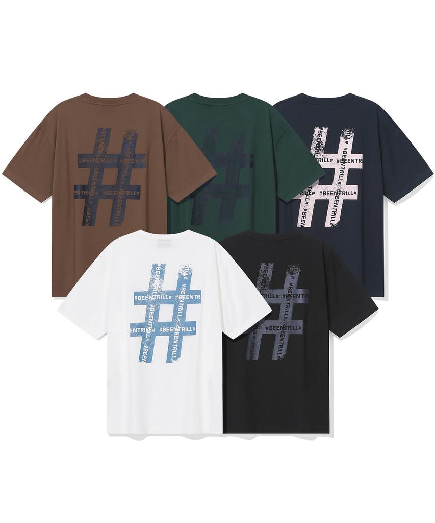 BEENTRILL Vintage Hashtag Oversized Short Sleeve T-Shirt (Charcoal)