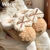 Winter New Bow Girl Ballet Wind Cotton Mop Thickened Warm Plush Home Wear Casual Slippers