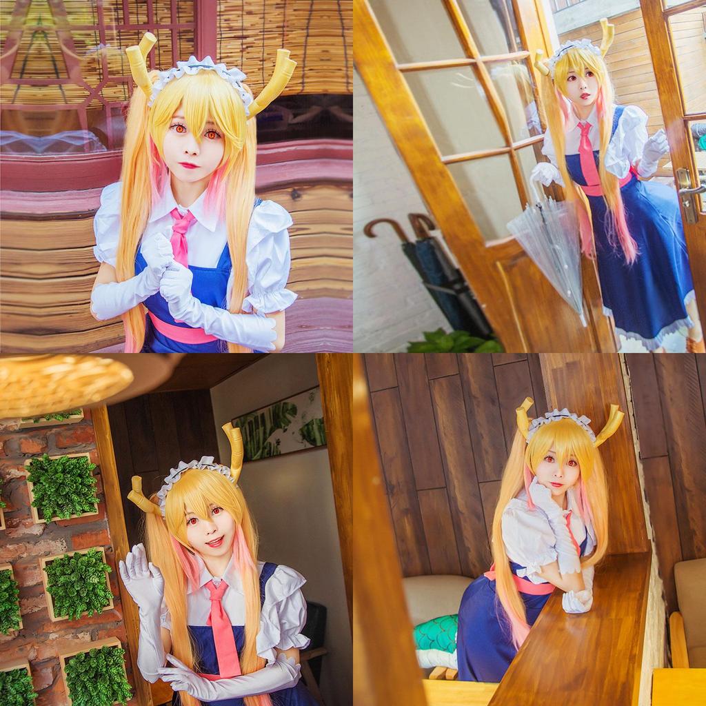 Premium Quality Miss Kobayashi's Dragon Maid Tooru Maid Dress Outfit Cosplay Costume Full Set