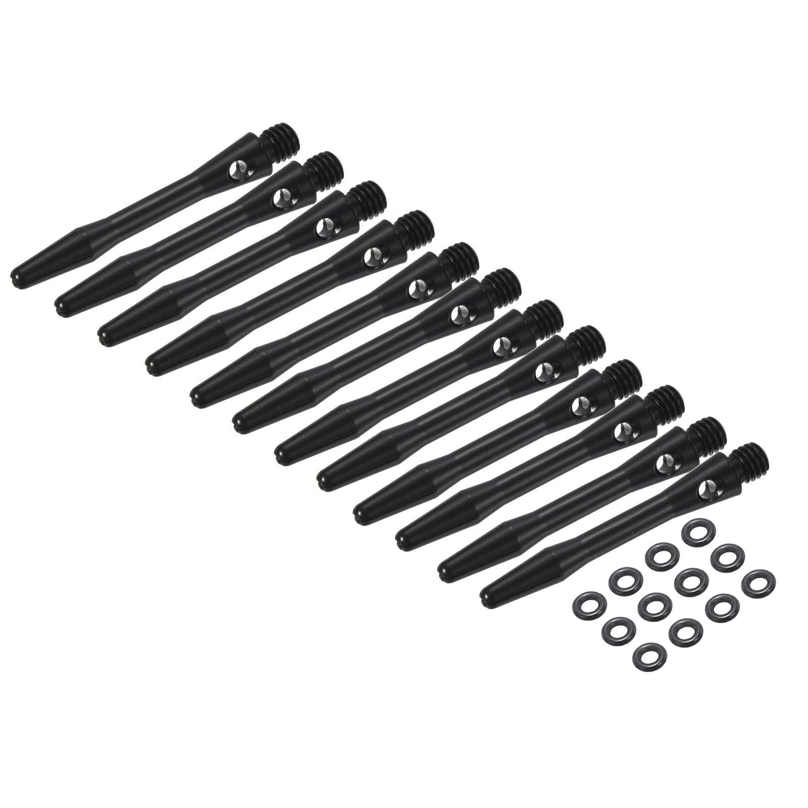 

PATIKIL Aluminum Dart Shafts 35mm, 12pcs 2BA Thread Dart Stems Replacement Accessories with Rubber Rings for Steel Tip, black чёрный