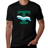 T-shirt Vintage Casual Traspirante a Maniche Corte con Logo Onda Verde Tulane University