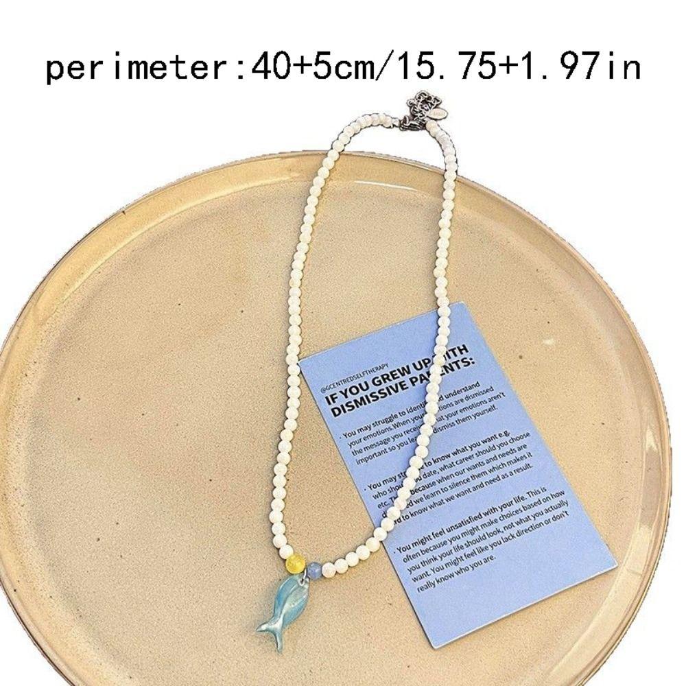 Sweet Mini Fish Necklace Bohemia Ocean Style Beach Choker Trendy Beads Pendant Necklace  Sea