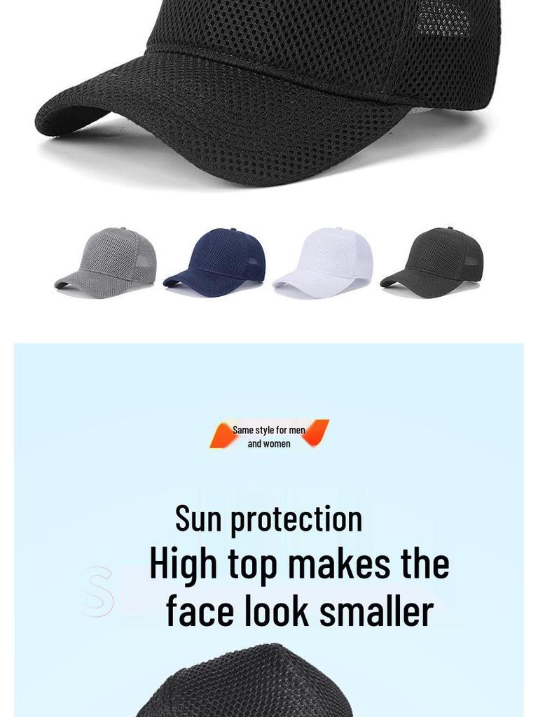 Cappello da Sole Traspirante in Rete da Uomo - Cappellino da Baseball High-Top per l'Estate con Visiera a Becco d'Anatra e Vestibilità Ampia per la Testa