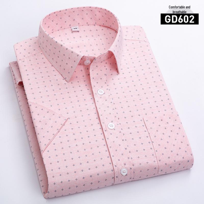 New Summer Men's Printed Plaid Short-Sleeved Shirt for Middle-Aged and Elderly.