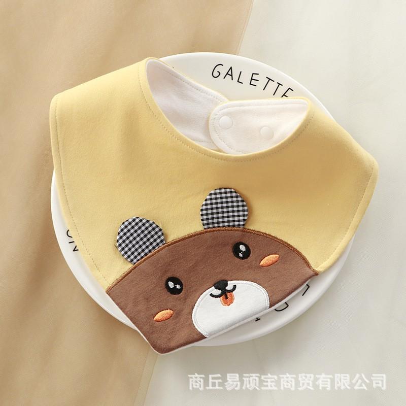 Soft Cotton Baby Bib With Snap Cartoon Animal Print Triangle Drool Towel Infants Toddlers 0-3 Years