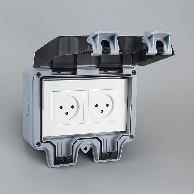 Israel Standard IP66 Waterproof Outdoor Socket, 3-Hole Double 86 Type & 146 Type Plug, Surface-Mounted Rainproof Socket