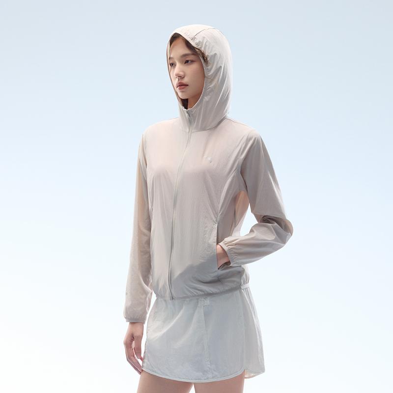 Anta Simple Versatile Solid Color Hooded Zipper Breathable UV Protection Cooling Sunscreen Jacket Women Jackets 962527604-3