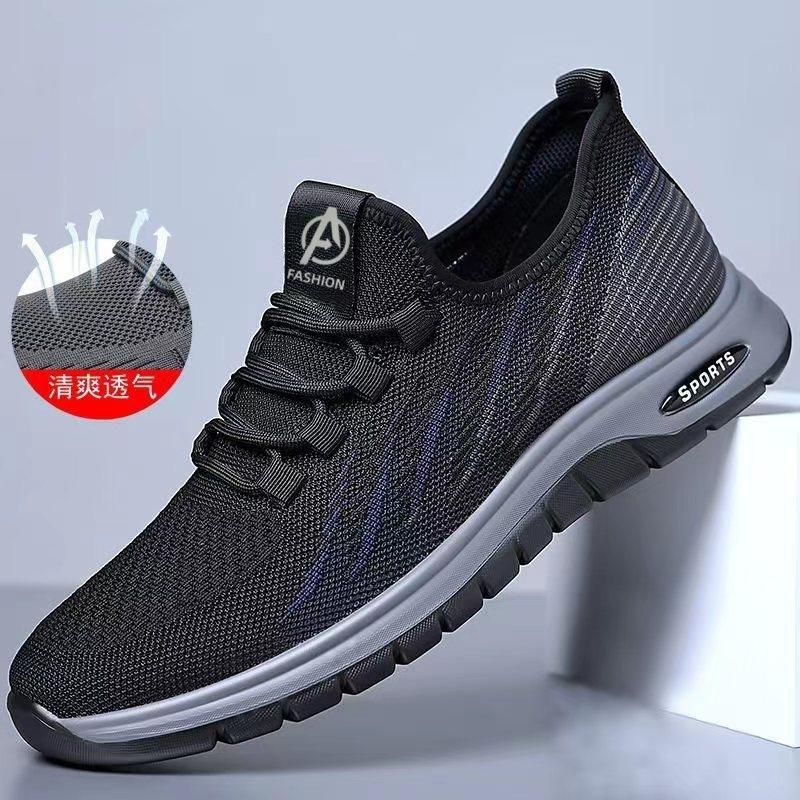 

2025 new spring and autumn sports shoes men s breathable casual shoes soft sole versatile men s shoes outdoor trend shoes 44 чёрный