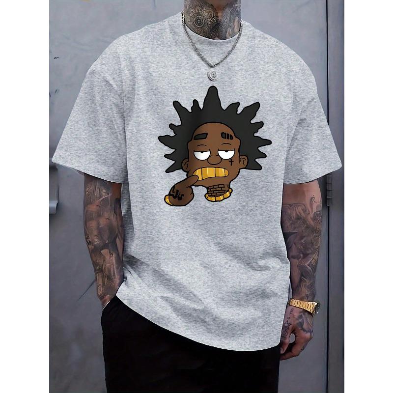 

Short Sleeve T-Shirt Summer New Men s Fashion Casual Commuter Versatile Crew Neck Short Sleeve T-Shirt 5XL светло-серый