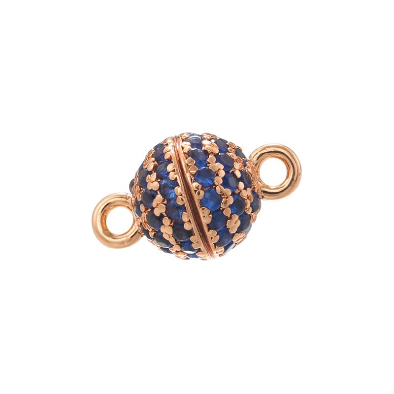 ZHUKOU 6MM Brass Inlaid Zircon Round Magnet Connection Buckle Bead Water Diamond Pendant Jewelry Making Buckle Accessories:VK265