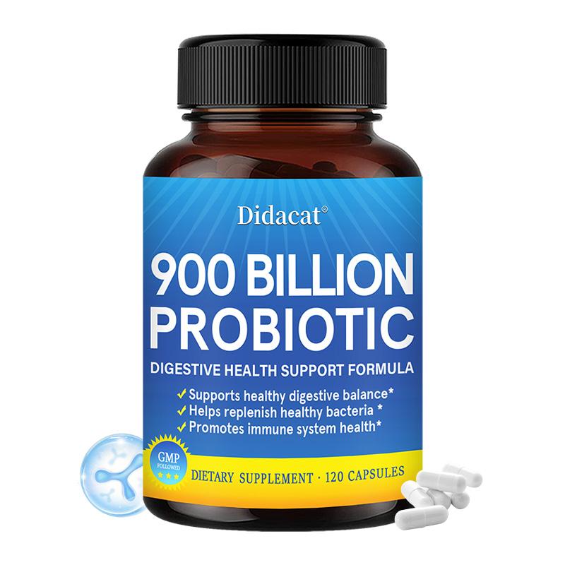 900 Billion Probiotic Dietary Supplement, 120 Vegetable Capsules Per Bottle