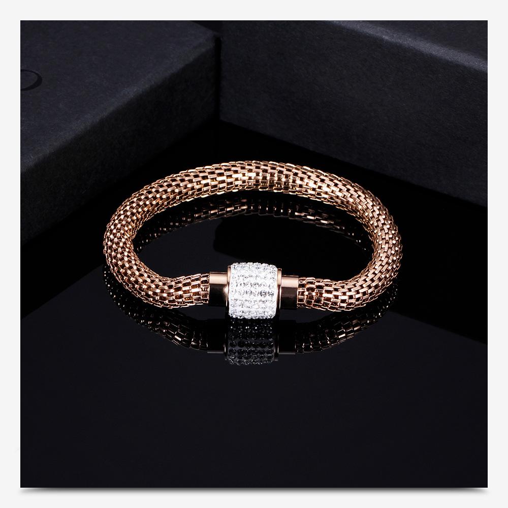 18 Karat Gold Inlay Diamant Hohl Edelstahl Retro Kabelarmband
