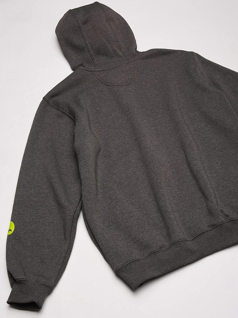 Carhartt Signature Sleeve Logo Midweight Hooded Sweatshirt Carbon Men's B&T K288, Heather, 2X-Large