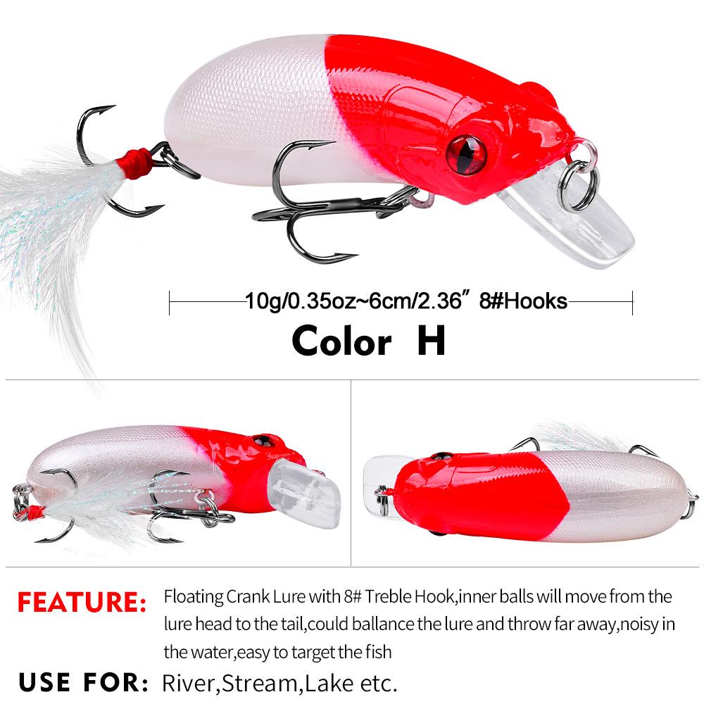 9-Color Mini Chubby Fishing Lure, 6.2cm, 10g, Model DW1109