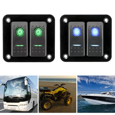 LED Su Geçirmez Anahtar Paneli 2 Çeteli Salıncak Anahtar Paneli İki sıra araba anahtarları Araba Karavan Seyahat Römorku için Devre Kesici