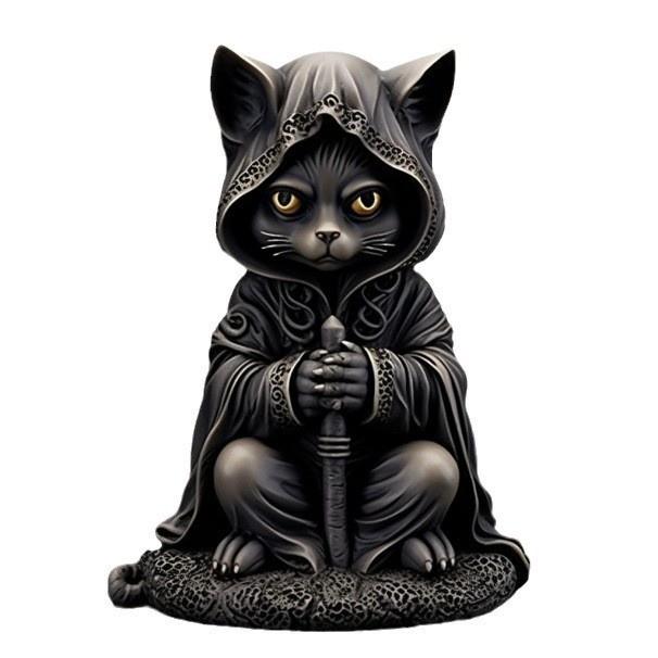 Charming Black Cat Wizard Resin Decorative Piece For Festive Home Accents