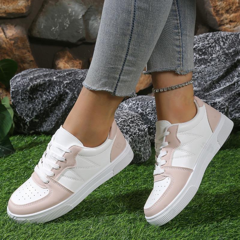 Women's White Sneakers 2025 Spring Autumn New Breathable Outdoor Non Slip Flats Comfortable Lace Up Height Increase Casual Shoes