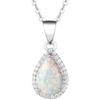 Huitan Pear Imitation Opal Pendant Necklace for Women Elegant Wedding Party Female Accessories Birthday Gift New Fashion Jewelry 1