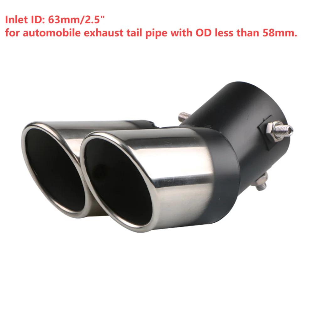 Car Decoration Single/Double Outlet Tail Pipe Car Styling Universal Car Exhaust Trim Muffler Pipe Tail Stainless Steel Curved