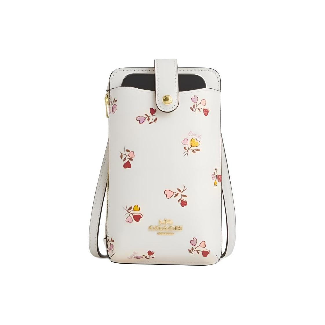 Coach Heart Print Coated Canvas Mini Crossbody Bag Women bags Multicolor Chalk CW402-IMCAH Basic Set (Bag+Dust Bag)
