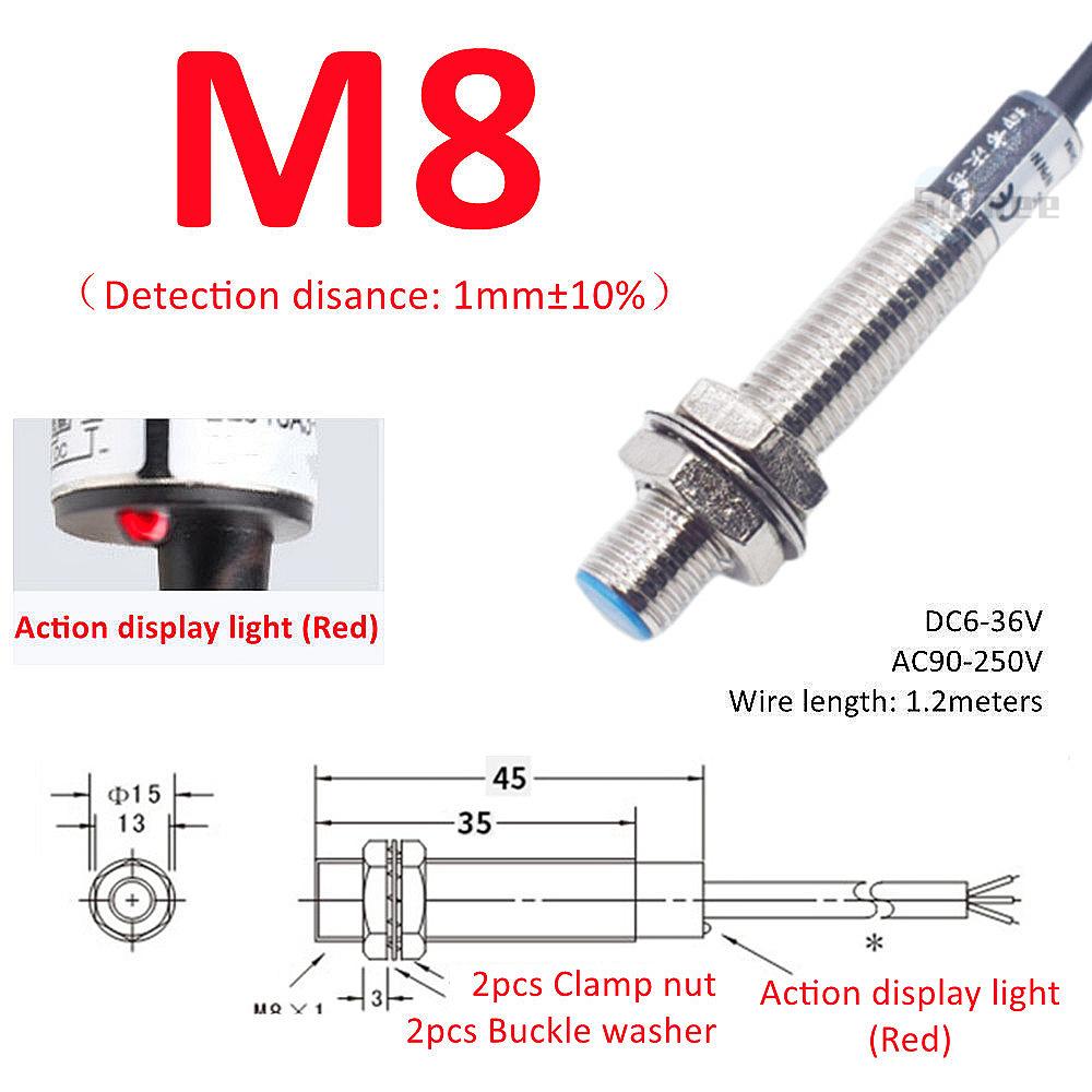 Blue Proximity Switch Inductive Proximity Sensor Detection Switch NPN/PNP NO NC 1-15mm Detection Distance Metal Sensor Switches