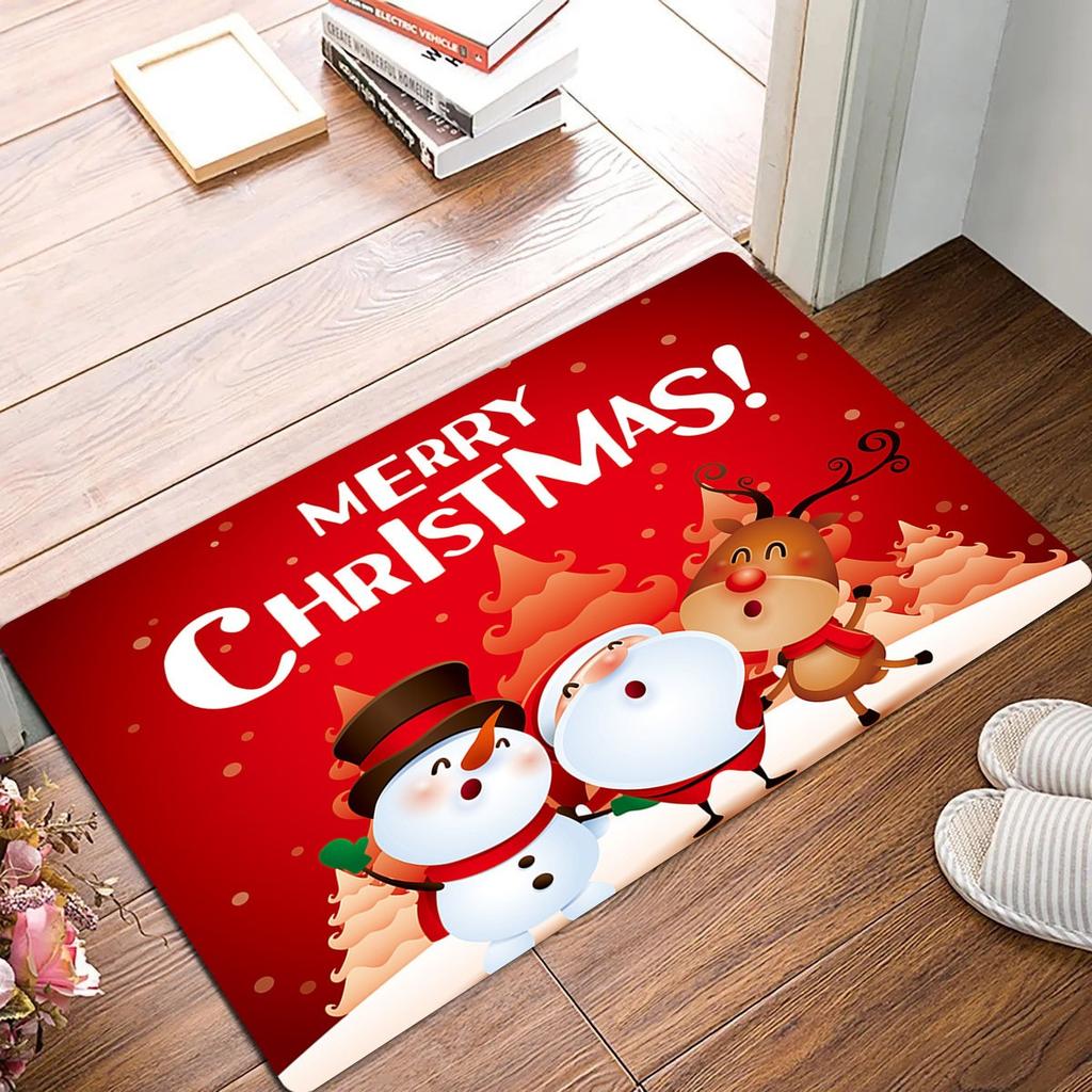 Christmas Themed Patterned Door Mat Artistic Vibrant Festive Print Mat Non Slip Floor Mat For Entryway Doorstep Cozy Home Decor