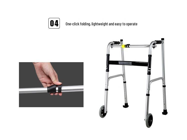 Aluminum Alloy Rollator Walker with Wheels, Seat, and Arm Support – Four-Legged Mobility Aid.