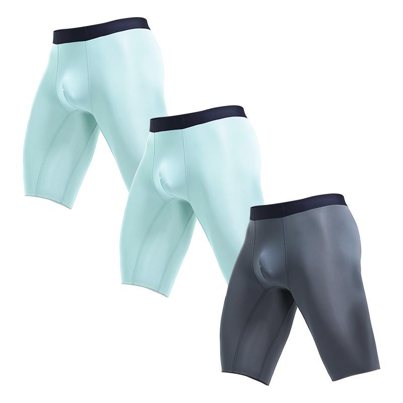 

Мужские боксеры-брифы из ледяного шелка с защитой от натирания, с 4 углами - Свободный крой, Большой размер, Бесшовное белье для бега 2XL