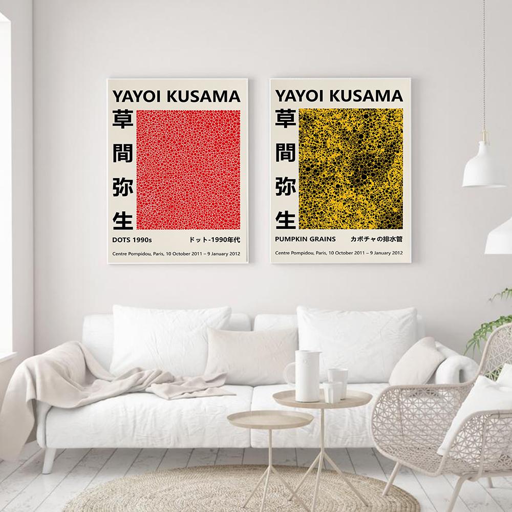 Kusama Yayoi Exhibition Canvas Painting Posters Print Abstract Modern Japanese Wall Art Pictures For Living Room Home Decoration
